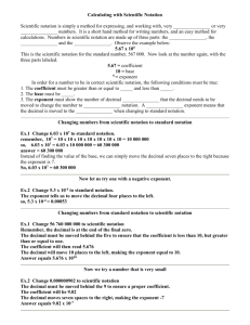 Outline Calculating with Scientific Notation