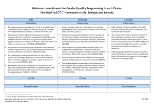Minimum commitments for Gender Equality Programming in each