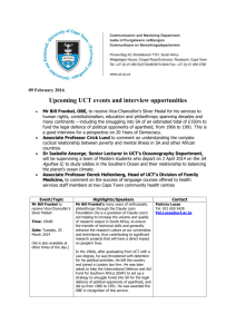 Upcoming UCT events and interview opportunities