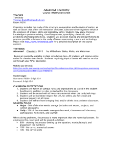 Advanced Chemistry Syllabus for 2015