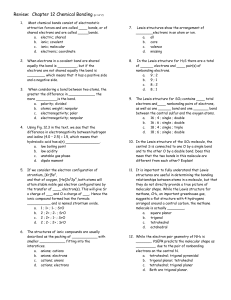 Review: Chapter 12 Chemical Bonding (p 1 of 2) Review: Chapter