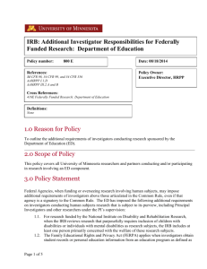 Additional Investigator Responsibilities for Federally Funded Research