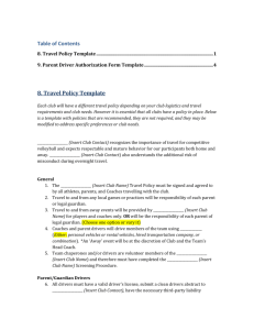 Travel and Parent Driver Policy