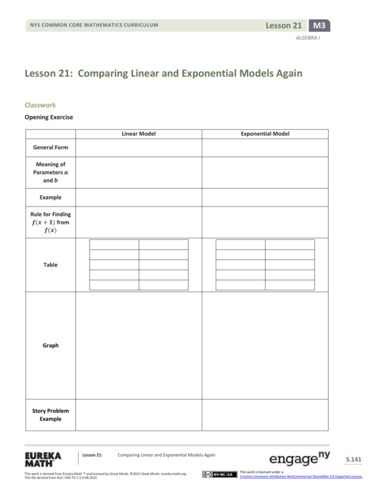 Lesson 21 Comparing Linear And Exponential Models