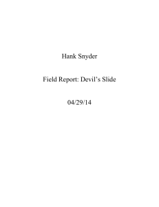 Geo Field Report - Hank`s SLCC E portfolio
