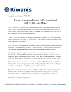 Kiwanis International awards Heifer International 2012 World