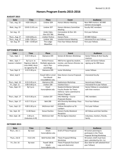 Calendar for Fall 2015