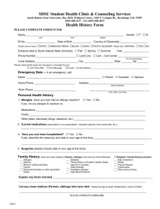 Student Health Patient History Form