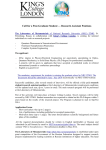 Call for a Post-Graduate Student — Research Assistant Positions