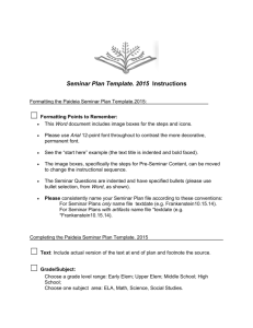 Seminar Plan Template. 2015 Instructions