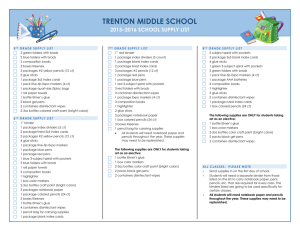 2015–2016 school supply list