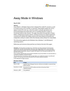 Away Mode in Windows Vista - Center