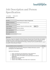 Job Description and Person Specification