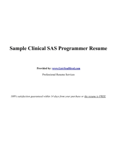 Clinical SAS Programmer Resume
