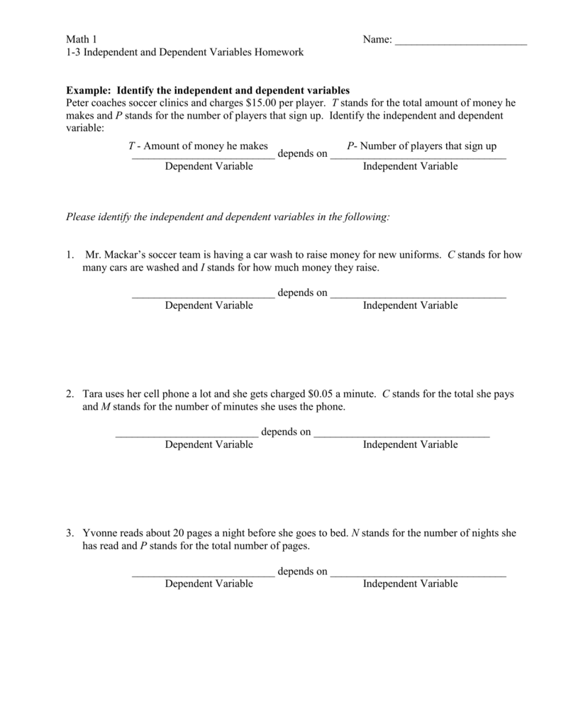 Independent and dependent variables: Practice worksheet With Independent And Dependent Variables Worksheet