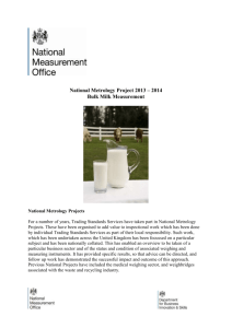 Bulk milk measurement national metrology project