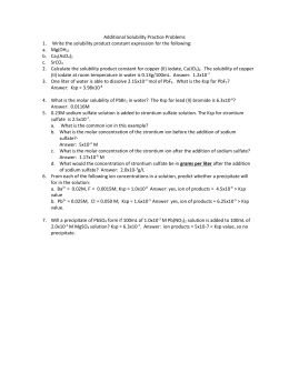 Practice Problems: Solubility Equilibrium Calculations Write the
