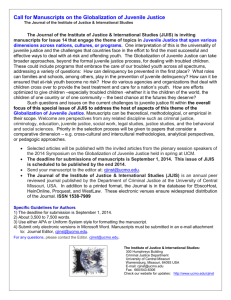 Call for Manuscripts on the Globalization of Juvenile Justice