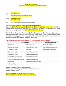 FilmArray RP Physician Order Sheet