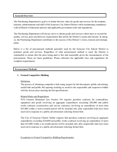 Procurement Methods - The Syracuse City School District