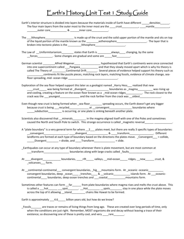 Unit 1 Study Guide Answer Key Unit 1 Study Guide Answer Key