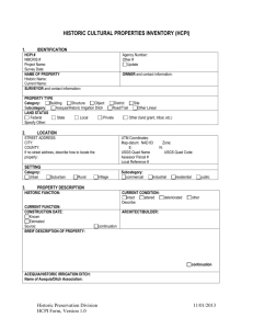 Historic Cultural Properties Inventory (HCPI) Base Form