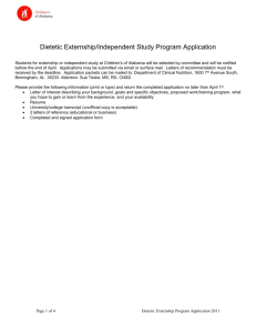 Dietetic Internship Program Application