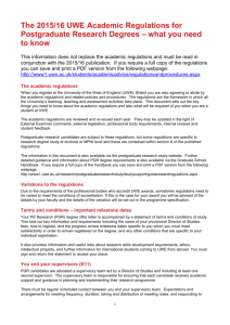 The 2015/16 UWE academic regulations for postgraduate research