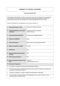 MSc Forensic Conservation Genetics (Sept 2013)