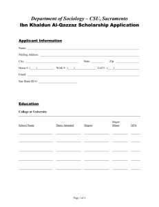 Applicant Information - California State University, Sacramento