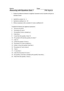 A1 Reasoning with Equations Quizzes