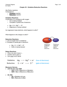 Chapter 20 - Oxidation-Reduction Reactions