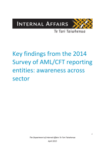 Key findings from the 2014 Survey of AML/CFT reporting entities
