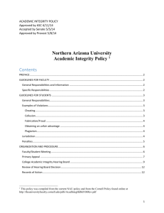 academic integrity policy - Northern Arizona University