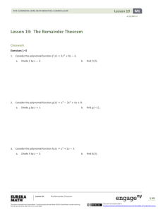 Lesson 19: The Remainder Theorem