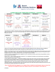 Complementary Therapies SCHEDULE