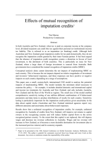 Effects of mutual recognition of imputation credits 1