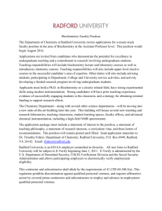 DEPARTMENT OF CHEMISTRY - Tenure Track Faculty Position