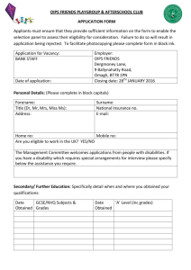 OIPS FRIENDS Bank Staff Application Form