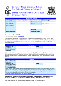 SHFGS - DofE Bronze Enrolment Form 2015-2016