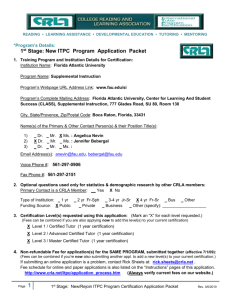 1 st Stage: New ITPC Program Application Packet