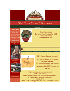 "The Great Escape" Newsletter