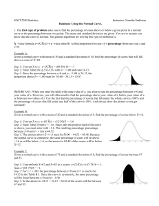 Worksheet 3: Using Normal Curve