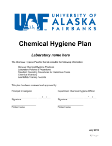 Chemical Hygiene Plan (revised 2015)
