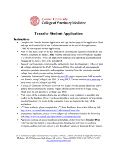 Cornell Veterinary College Admission Application