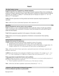 Math 1 Standards