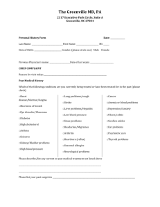 New Patient History Form
