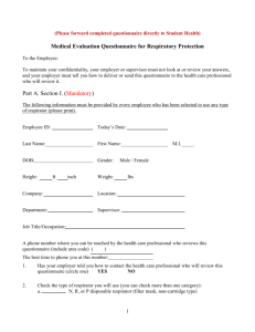 N-95 Medical Evaluation Questionnaire (students/residents)