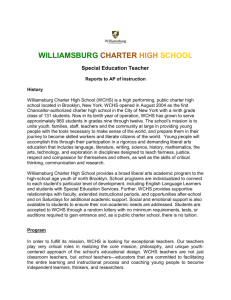 WILLIAMSBURG CHARTER HIGH SCHOOL Special Education