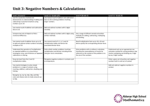 Unit 3 Negative numbers and calculations